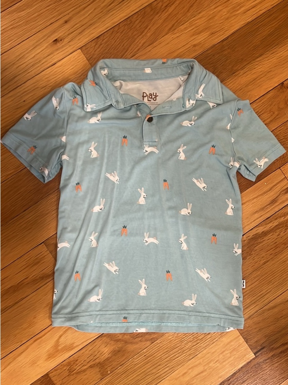Little Sleepies Bunny bamboo Polo Shirt - Light Blue